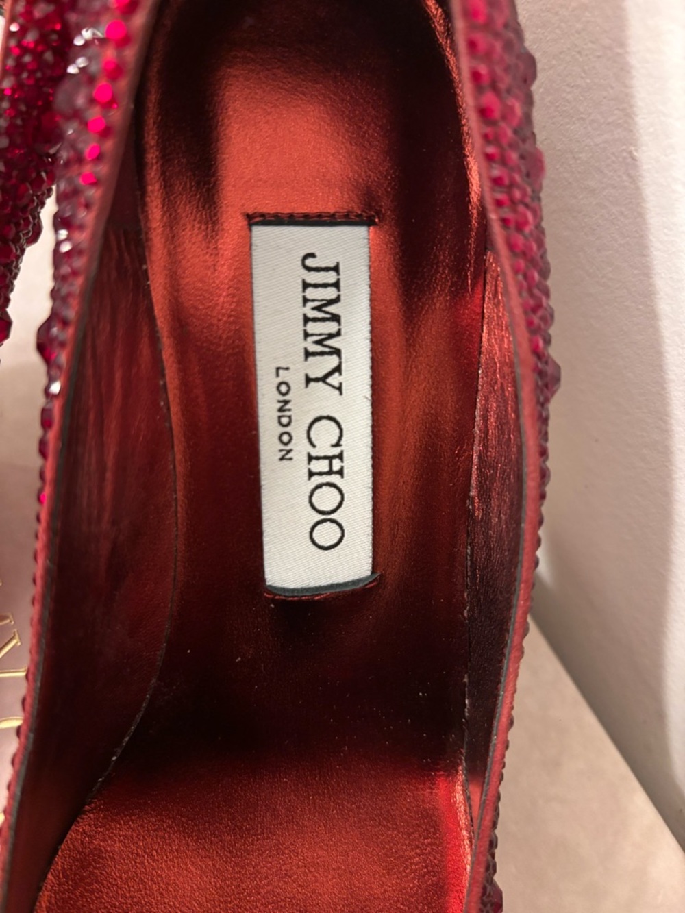 Jimmy Choo Alia 37 Red Crystal-Embellished Pointed Stiletto Pumps - Picture 8 of 9